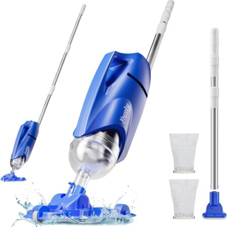 Yousky 2025 S1 Pro Cordless Pool Vacuum – 18.5GPM Powerful Suction, Adjustable Telescopic Aluminum Pole, 2 Interchangeable Brush Heads, Large Reusable Filter Bag, Fast-Charging Long-Lasting Battery, for Inground & Above Ground Pools, Spa, Hot Tub