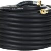 Guitrees heavy-duty rubber garden hose with solid brass fittings, 5-layer braided construction, and high-pressure all-weather performance.
