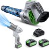 Electric Cordless Leaf Blower in Gray with 900,000 RPM Motor, Includes 2 x 4.0Ah Batteries and Charger, 5-Speed Handheld Design for Lawn, Yard, Patio, and Outdoor Cleaning