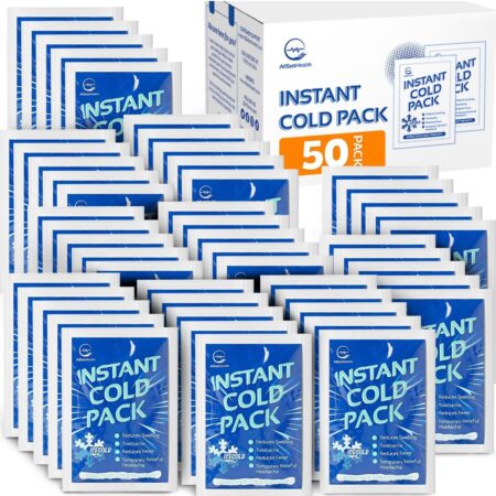 Disposable Instant Cold Packs – 50 Count 4.5" x 6" No Freezer Needed Ice Packs for Injuries, Pain Relief, Swelling, Sports, and First Aid Kits