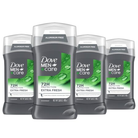 Dove Men+Care Extra Fresh Deodorant stick with aluminum-free formula and long-lasting fresh scent.