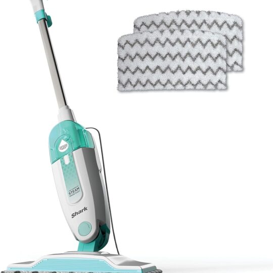 Compact steam mop with swivel steering, removable tank, and reusable microfiber pads for fast, chemical-free floor cleaning.