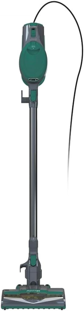 Lightweight corded stick vacuum with slim design, swivel steering, and convertible handheld mode for versatile home cleaning.